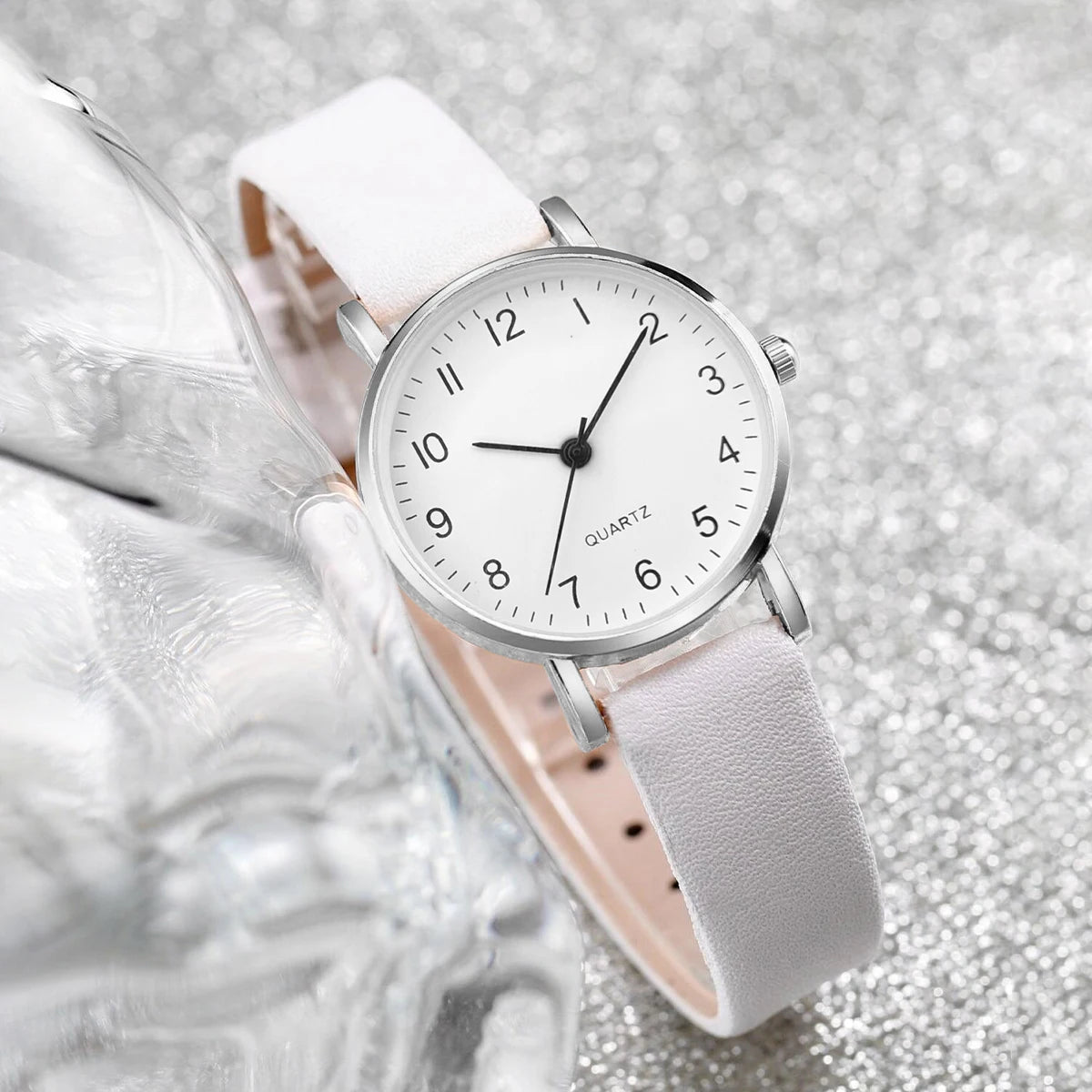 5/6 pezzi orologio al quarzo da donna alla moda cinturino in pelle orologi analogici al quarzo con gioielli con diamanti (senza scatola)