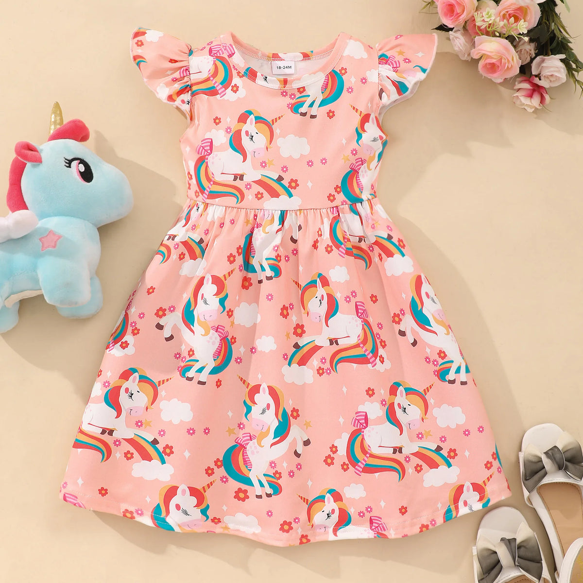 2024 Bambini Vestono Vestiti Della Ragazza Festa di Compleanno Dinosauro Estate Manica Corta Unicorno Neonate Abiti da Principessa 2 3 5 6 7 8 Anni