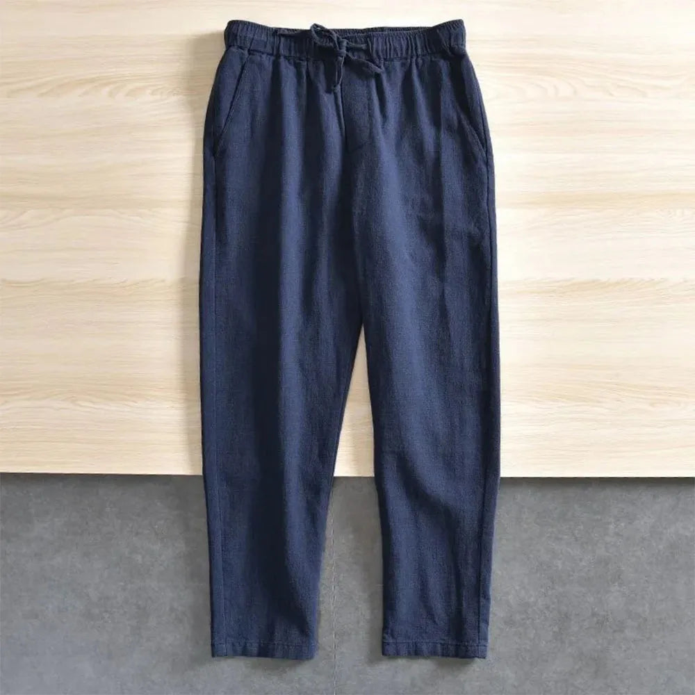 Pantaloni casual da uomo Baggy Streetwear Pantaloni da uomo Pantaloni sportivi in cotone e lino Pantaloni lunghi dritti da uomo