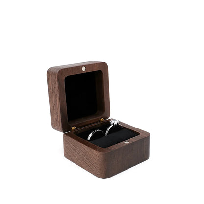 Portagioie con diamanti intarsiati, scatola per fedi nuziali in legno massello di noce, ricerca di matrimonio, anello di diamanti, regalo di San Valentino, gioielli