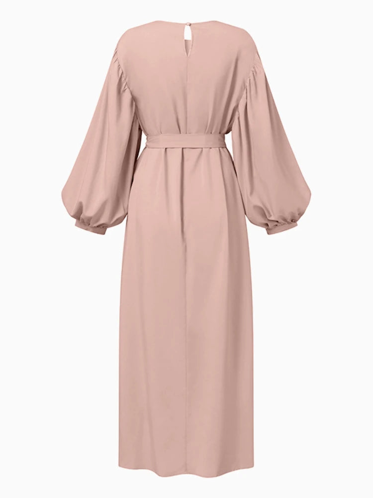Autunno manica a sbuffo marocco abito musulmano donna Abaya caftani abiti da sera Casual donna turchia Islam abito lungo Femme Vestidos