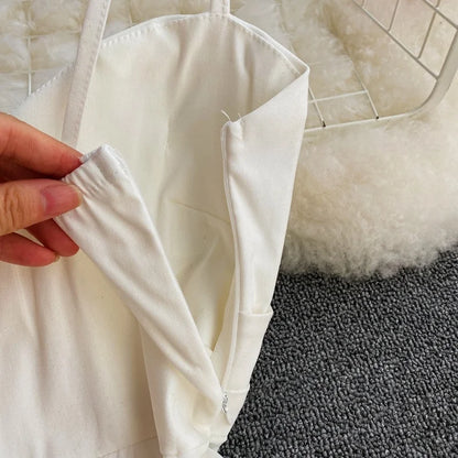 Ins Fashion Slim abito da donna asimmetrico a vita alta 2021 nuova estate elegante bianco nero abito da festa abiti da donna