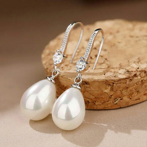 Orecchini di lusso francesi con perle a goccia d'acqua per spose, orecchini da matrimonio, appuntamenti, turismo, spiagge, compleanni, orecchini di alta gamma