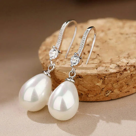 Orecchini di lusso francesi con perle a goccia d'acqua per spose, orecchini da matrimonio, appuntamenti, turismo, spiagge, compleanni, orecchini di alta gamma