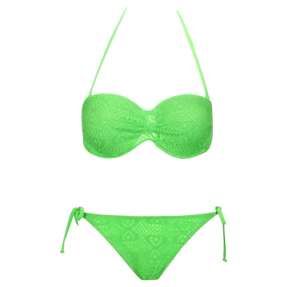 Bikini Solide Avec Bretelles Bandage Ensemble Bikini Blanc Push Up Bikini Maillots De Bain Bandeau Maillot De Bain Brésilien Maillot De Bain