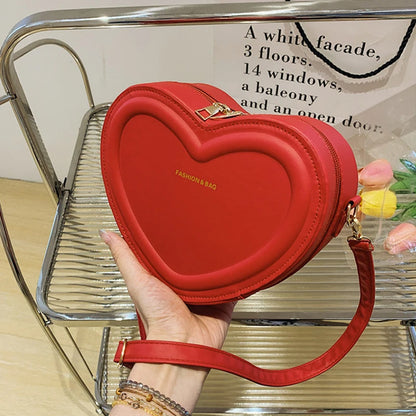Borse a tracolla a forma di cuore di vendita calda per le borse a tracolla in pelle PU solida da donna