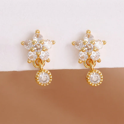 Orecchini pendenti a forma di stella in acciaio inossidabile di lusso per le donne Zirconi scintillanti Orecchini geometrici per piercing all'orecchio Gioielli di moda aretes