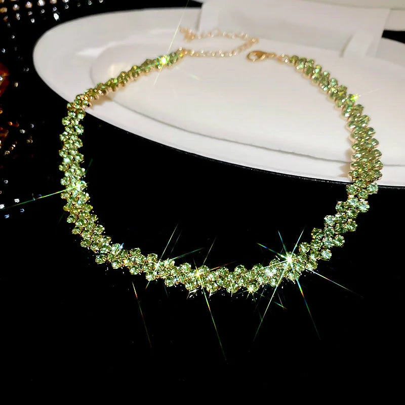 Collana girocollo di lusso con strass pieni lucidi per le donne Collane di cristallo geometriche personalizzate Regali per feste di gioielli da sposa