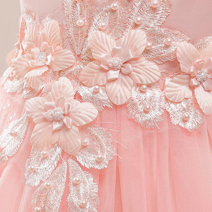 Abiti da damigella d'onore bianchi per adolescenti Abito da cerimonia nuziale per ragazza di fiore in pizzo per bambini Abito da principessa elegante per ragazze Abiti da sera formali
