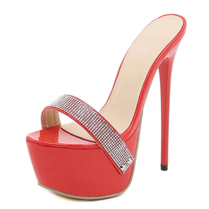 Aneikeh Pantofole con ciabatte ultra alte con piattaforma sexy Bling Scivoli in PU Scarpe da donna di nuova moda per adulti Estate Roma Classici a pois