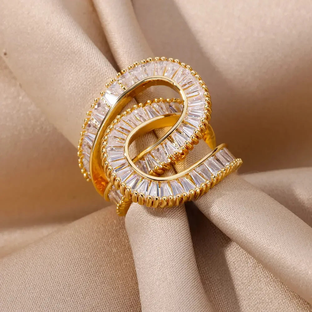 Nuovo Design Anelli di Zircone per Le Donne Ragazze Cubic Zirconia Anello in Acciaio Inossidabile 2023 di Tendenza di Lusso di Cerimonia Nuziale Estetica Gioielli Anelli
