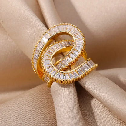 Nuovo Design Anelli di Zircone per Le Donne Ragazze Cubic Zirconia Anello in Acciaio Inossidabile 2023 di Tendenza di Lusso di Cerimonia Nuziale Estetica Gioielli Anelli
