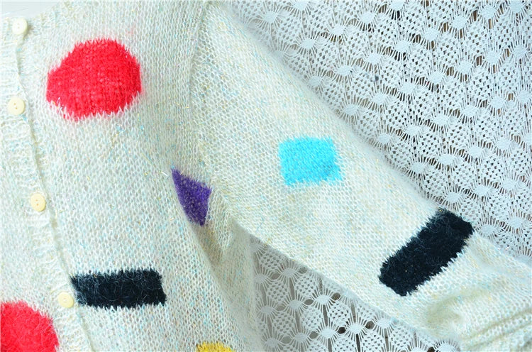 Abbigliamento Autunno Inverno per Donne, Cardigan Vintage in Lana Mohair con Motivi Floreali, Manica Lunga, Vestibilità Ampia, Maglione Giacca Pull Top