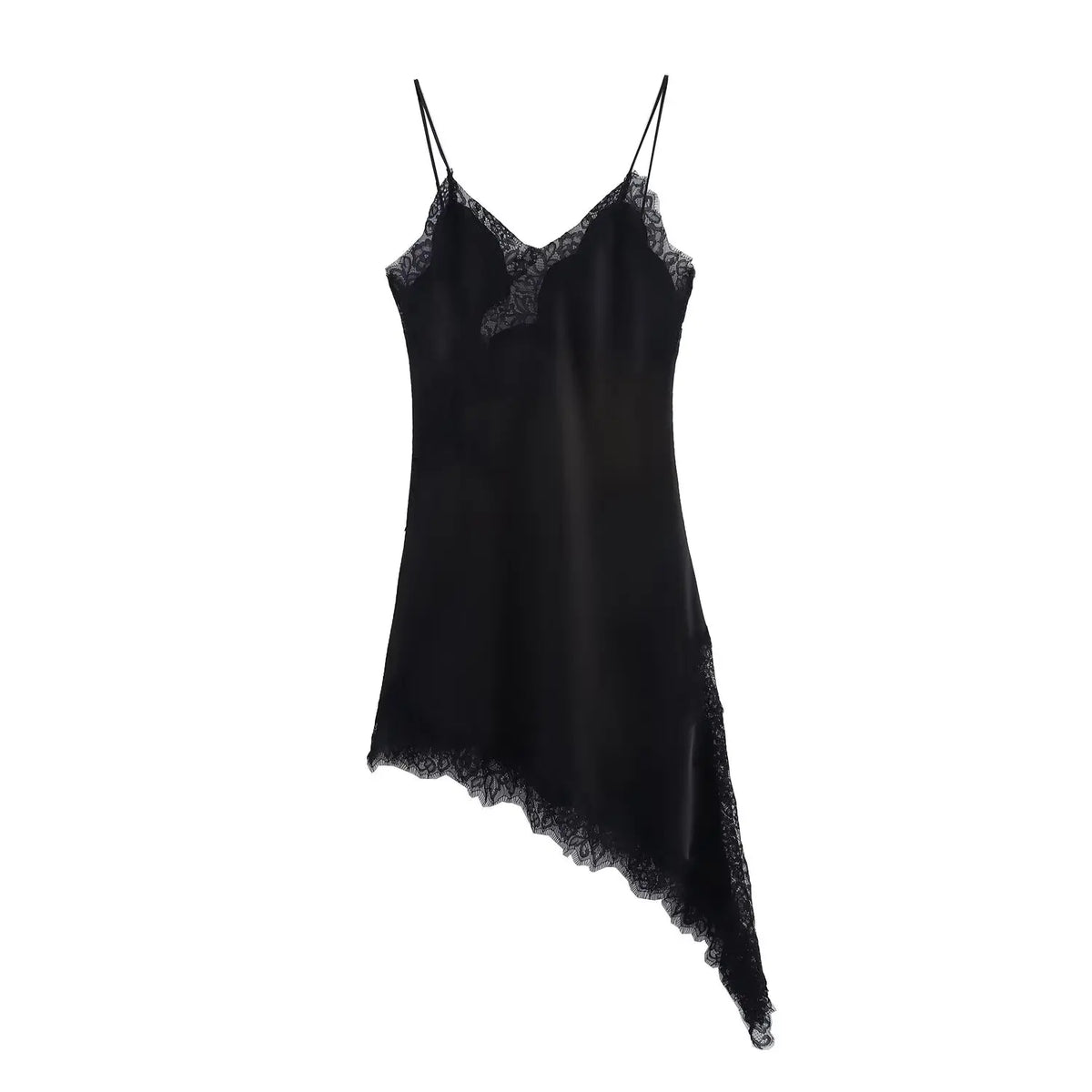 Abito da donna sexy con scollo a V in pizzo, elegante, con collo all'americana e orlo asimmetrico, nuova moda estate 2026, per feste e spiaggia