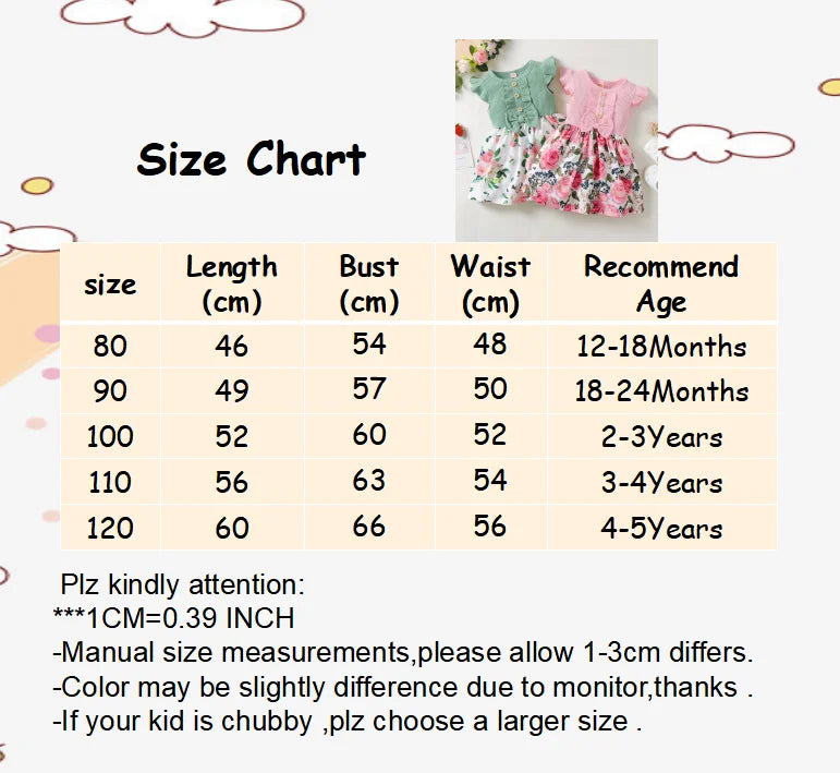 1-5 anni Toddler Girl Dress Fly Sleeve Flowers A- Line Princess Dress bambini Summer Lovely Daily Holiday Dresses for Kids Gir