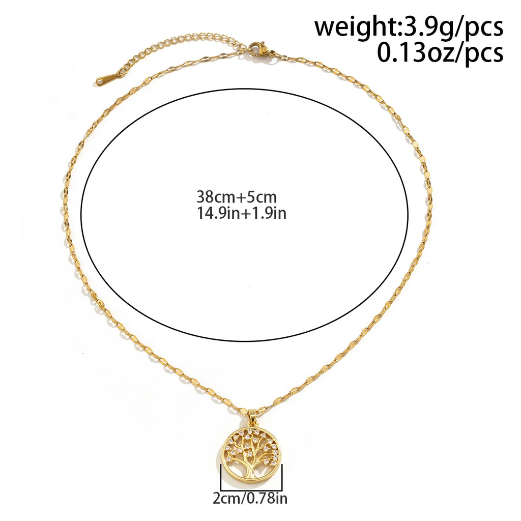 Temperamental Luxury Rhinestone Tree of Life collana con ciondolo donna Vintage in acciaio inossidabile con catena impermeabile gioielli estetici
