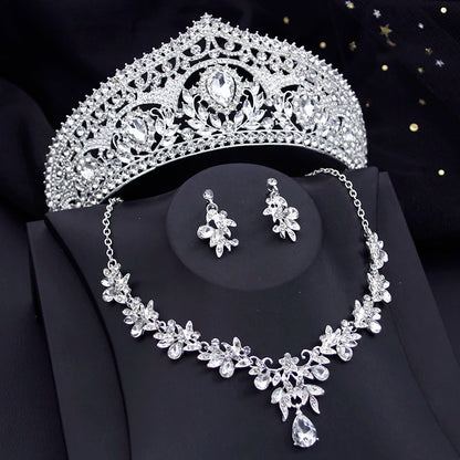 Ensembles de bijoux de luxe pour mariée, diadèmes rouges et boucles d'oreilles, parure de bijoux pour soirée de bal, mariée, accessoire de mariage