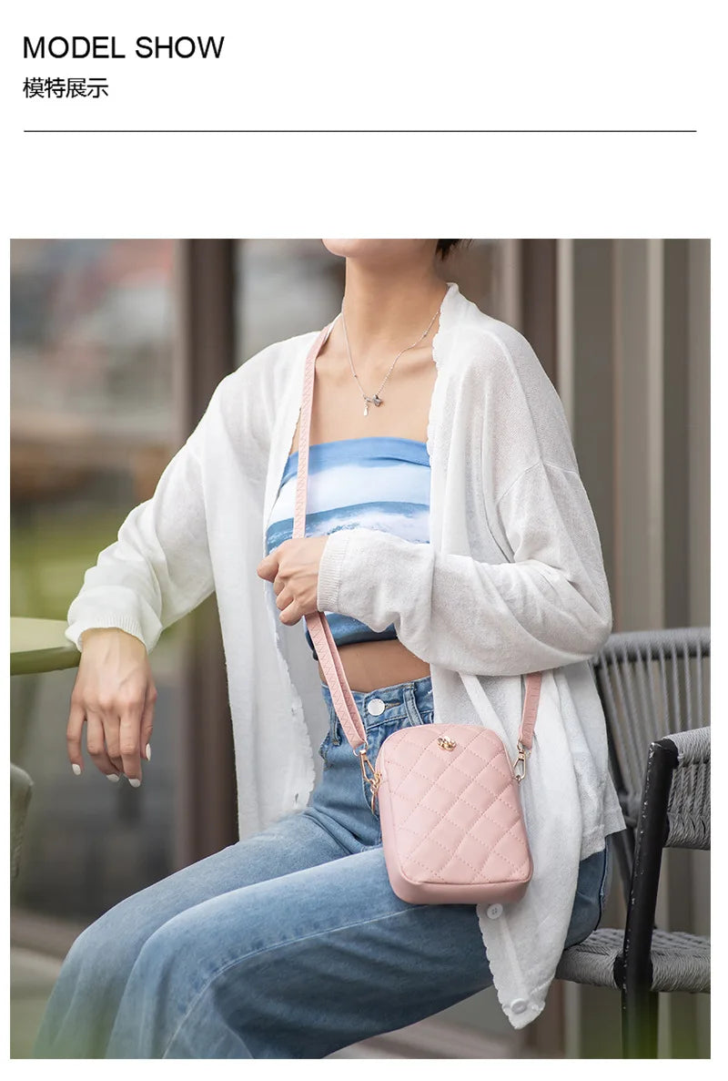 Nuovo 2025 Nuova borsa a tracolla in PU Borse centinaia e semplici Mini borsa per cellulare da donna Borse a tracolla Borse quadrate piccole estive