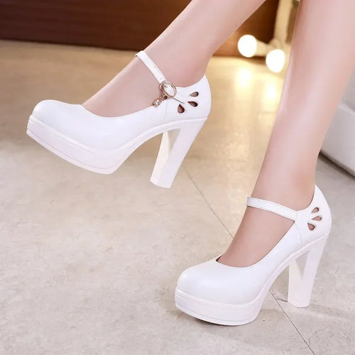 Plus Size 32-43 Block Heel Platform Shoes Women Pumps 2025 Spring High Heels Shoes Ladies Office Shoe Elegant Wedding Shoes