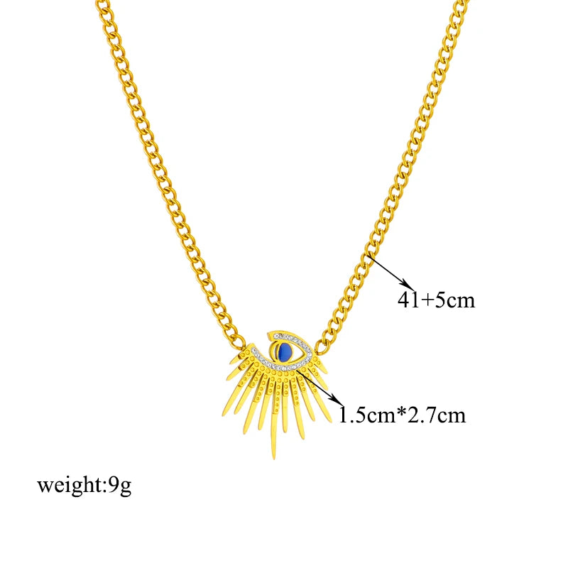 DIEYURO Collana con ciondolo occhi azzurri con serratura a forma di farfalla in acciaio inossidabile 316L per le donne Nuovi regali di gioielli con catena girocollo multistrato