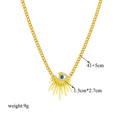 DIEYURO Collana con ciondolo occhi azzurri con serratura a forma di farfalla in acciaio inossidabile 316L per le donne Nuovi regali di gioielli con catena girocollo multistrato