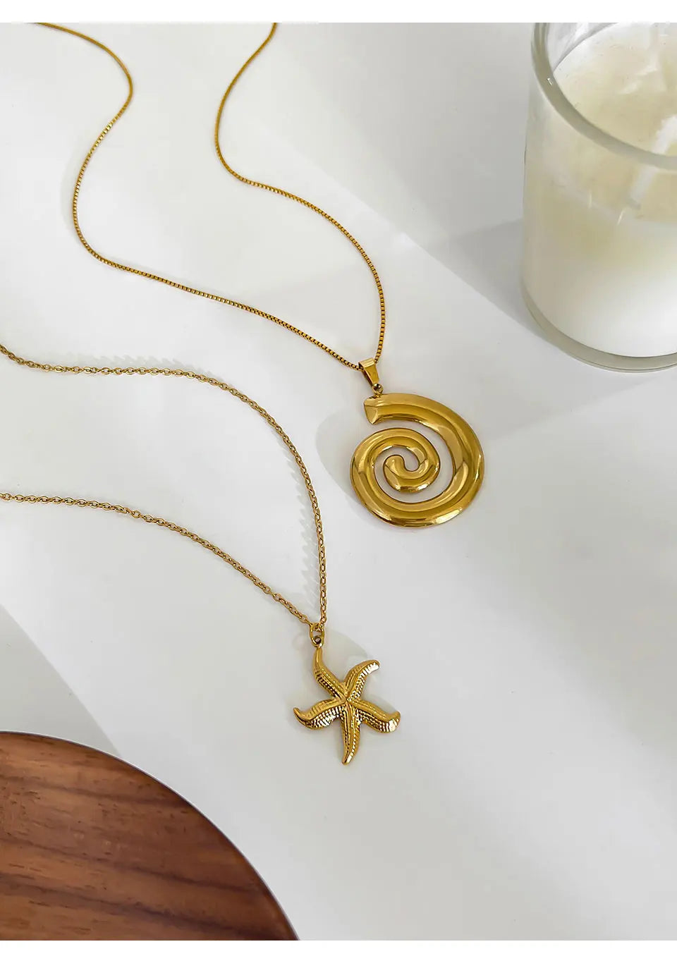 Peri'sbox New Fashion Starfish Hollow Vortex Collana con ciondolo a spirale per le donne Placcato oro 18 carati Appannamento Gioielli gratuiti Regali Estate