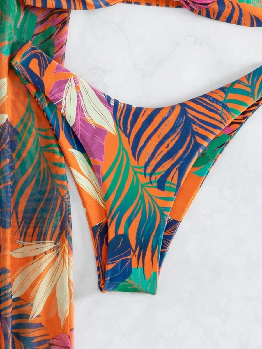 Bikini a 3 Pezzi 2026 Costume da Bagno Stampato Sexy per Donna con Pantaloncini da Spiaggia