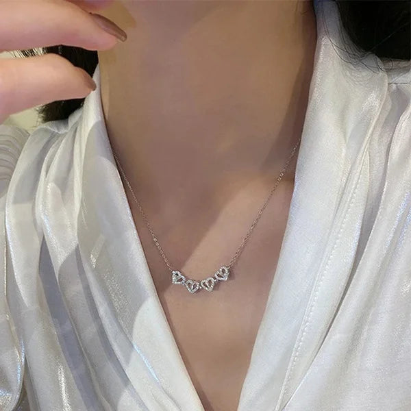 1pc a forma di cuore quadrifoglio ciondolo collana gioielli zircone donne amore catena clavicola regali apribile girocollo gioielli