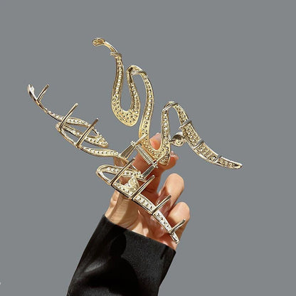 Clip per artigli per capelli in metallo di grandi dimensioni di lusso Forcine irregolari Punk Capelli in cristallo Granchi Barrettes Clip per mascelle vintage Accessori per capelli da donna