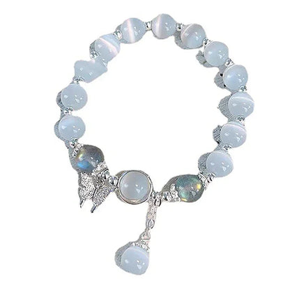 Opale Sea Blue Treasure Bracciale in cristallo al chiaro di luna Bracciale elastico di lusso leggero per ragazze Accessori per gioielli di moda da donna