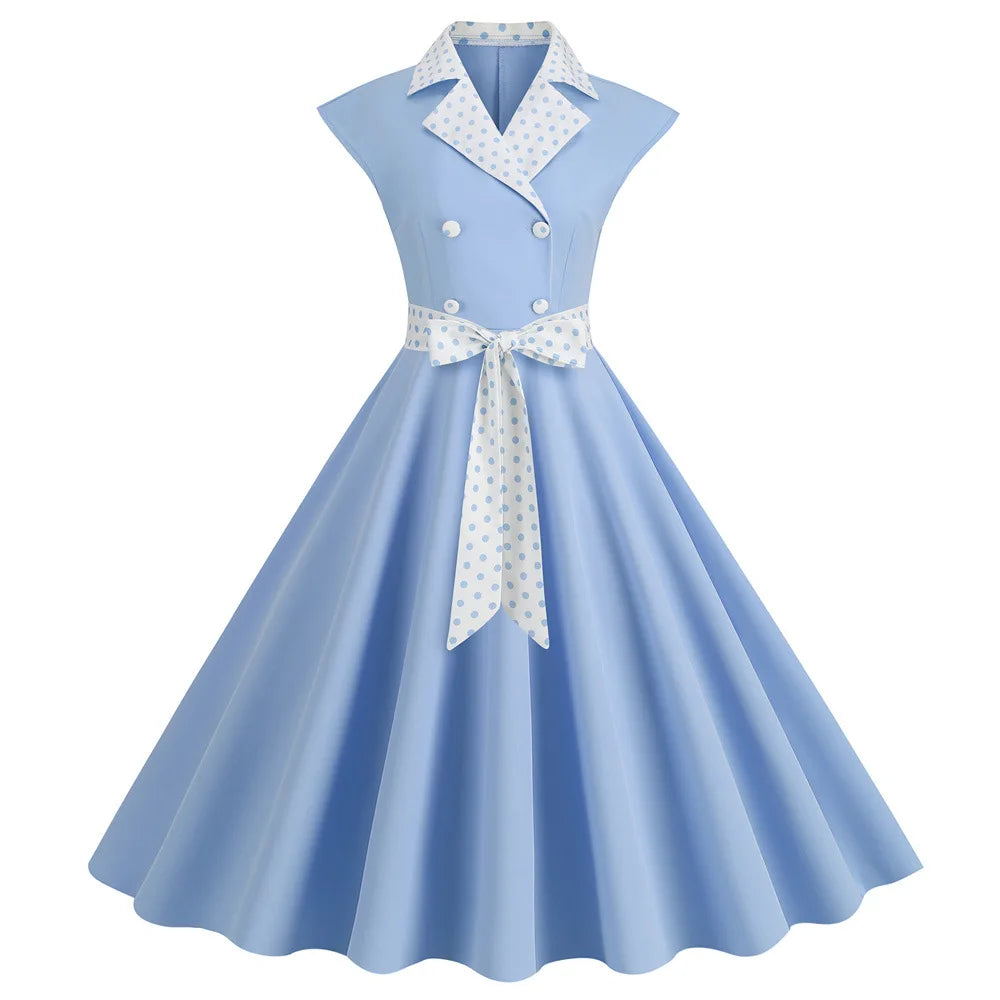 Plaid Vintage Office Lady Abiti estivi Donna 2026 Moda Retro 50s 60s 70s Swing Pinup Rockabilly Party Dress Robe Abiti