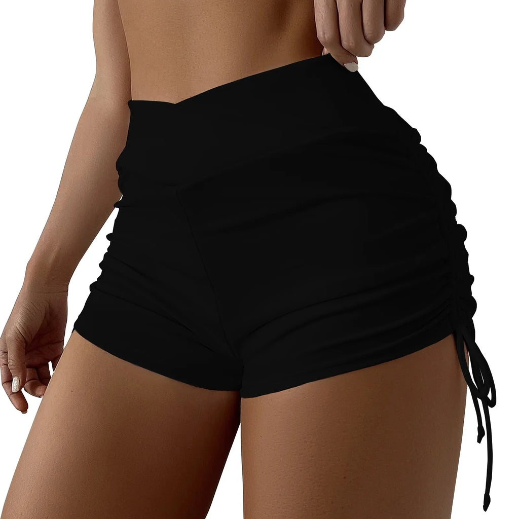 Pantaloni corti Costume da bagno bikini da donna Fondo costumi da bagno Cravatta laterale regolabile Costume da bagno Pantaloncini femminili solidi Vita media Estate