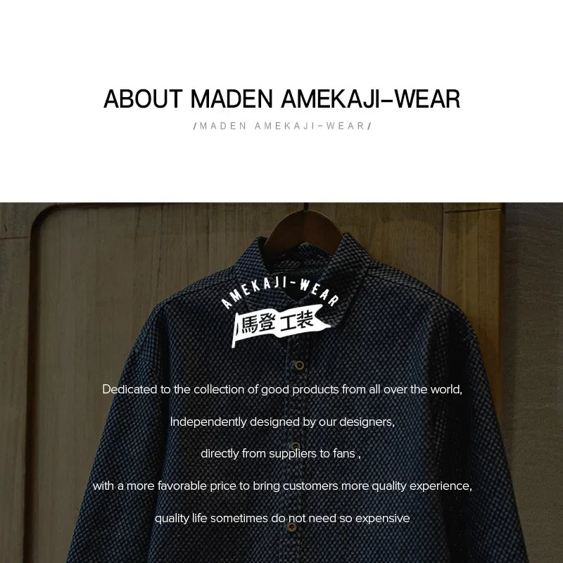 Maden Camicia di jeans a maniche lunghe ampia retrò Giacca monopetto con risvolto a quadretti per uomo Capispalla versatile primaverile e autunnale
