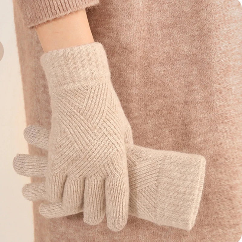 Guanti in cashmere touch screen per donna uomo Guanti invernali caldi in maglia termica a doppio strato ispessito antivento a prova di freddo