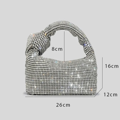 Borse da sera con nodo con strass con manico Borsa con manico superiore in cristallo argento per borse da donna e borsette Borsa di design di lusso