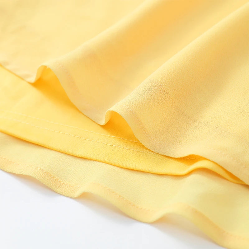 Elegante Abito Giallo Senza Spalline con Pieghe, Chic Senza Maniche, con Spacco e Vita Stretta, Vestito Lungo da Sera per Donna 2026