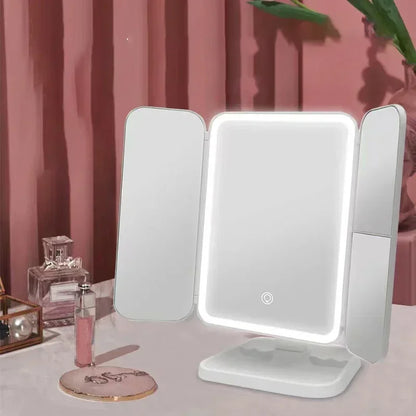 Specchio per trucco a tre ante Luci a LED Specchio per dormitorio La bellezza illumina la tua luce di riempimento con lo specchio per trucco complementare intelligente Tri