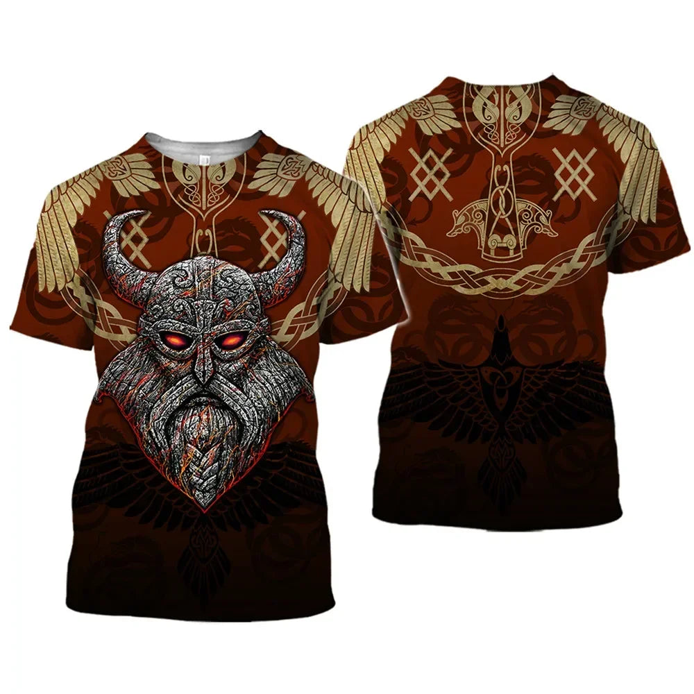 L'ultimo simbolo vichingo 3D stampato abbigliamento oversize estivo manica corta da uomo da strada comoda maglietta Hip Hop Harajuku Top