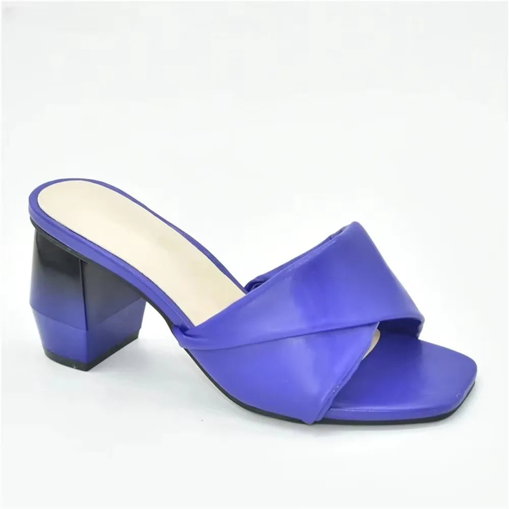 Latest Italian Ladies Shoes Nigerian Women Shoes Pu Leather Slingback Slipper for Party Open Toe Pumps High Heels Sexy Ladies