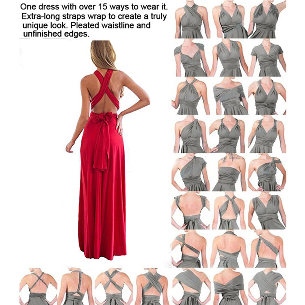 Abito formale da donna elegante da sera lungo con scollo a V profondo abito convertibile multistrato maxi abiti greci abito da festa di nozze