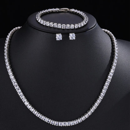 ZAKOL Gorgeous Buling AAA Clear Round Cubic Zirconia Collana da sposa Orecchini Set di gioielli da festa per le donne