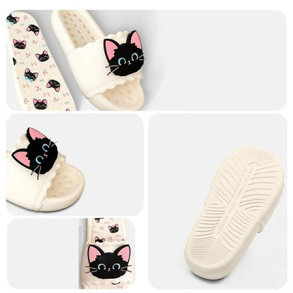 Nuove pantofole vivide da gattino scarpe estive personalizzate da donna donna gatto nero pantofola in EVA scarpe da casa inodore pantofola da spiaggia da bagno