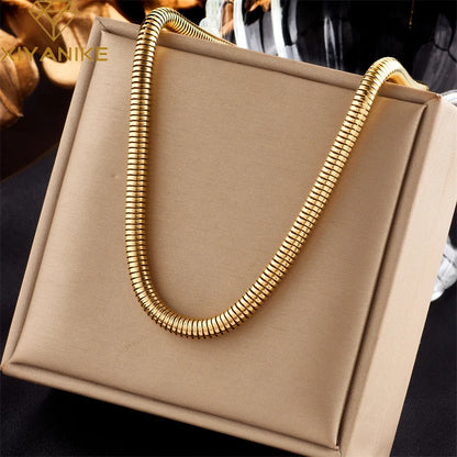 DIEYURO Collana a catena di perle con perline geometriche in acciaio inossidabile 316L per le donne Nuove ragazze punk girocollo spesso gioielli regali per feste