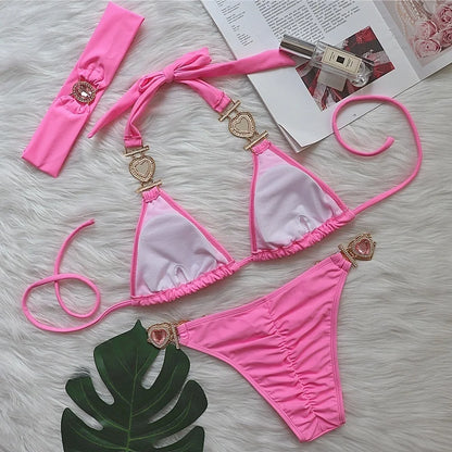 nuovo costume da bagno in due pezzi con strass 2026 cristallo di lusso perizoma Sexy perizoma Bikini Set costumi da bagno da donna costume da bagno Sexy da spiaggia
