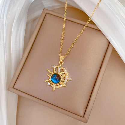 Collana di lusso leggera in acciaio al titanio con serie Star per donna, colore oro, pianeta, luna, astronauta, collane con ciondolo, gioielli, regali