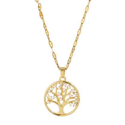 Temperamental Luxury Rhinestone Tree of Life collana con ciondolo donna Vintage in acciaio inossidabile con catena impermeabile gioielli estetici
