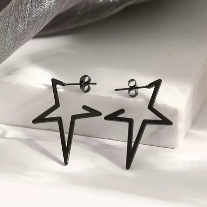 Harajuku Punk Grande Stella Orecchino Irregolare Scava Fuori Alien Metallo Pentagramma Ear Stud per Le Donne Cool Girl Trend Y2K Gioielli NUOVO Har