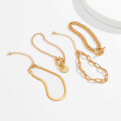 Braccialetto con ciondolo moneta con catena a maglia cubana Punk per donna a mano Vintage OT Buckle Snake Chain Charm Bangles coppia gioielli regalo