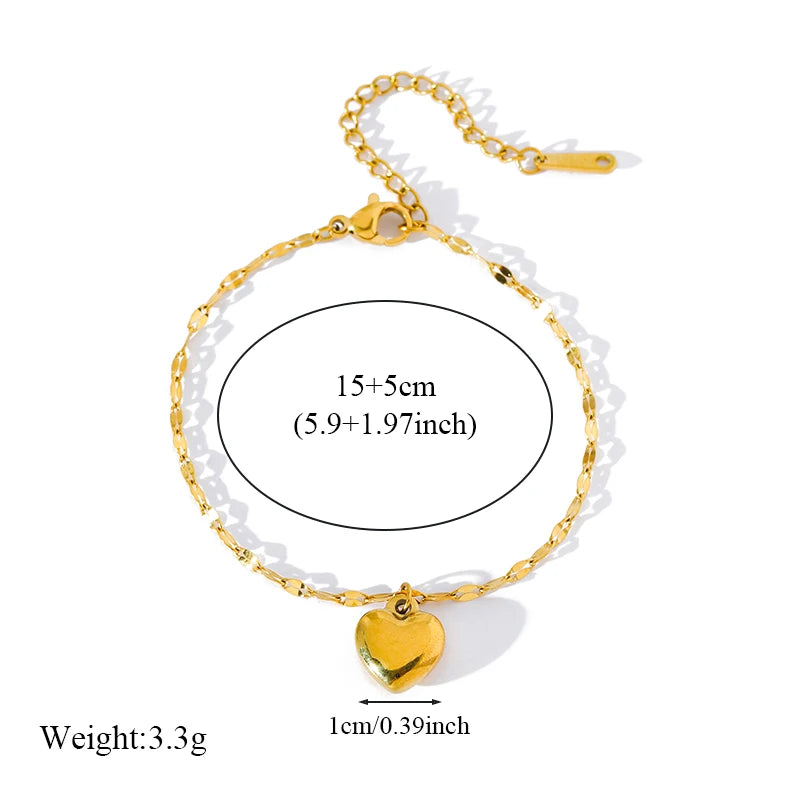 EILIECK Acciaio inossidabile 316L Cuore Amore Collana Bracciali Orecchini Set per le donne Nuovi gioielli impermeabili placcati oro 18 carati alla moda