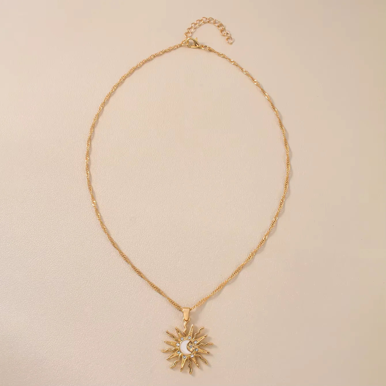 1 pezzo di strass brillanti dal design unico, sole, stella, luna, tre in uno, collana con ciondolo, gioielli da festa versatili quotidiani da donna retrò